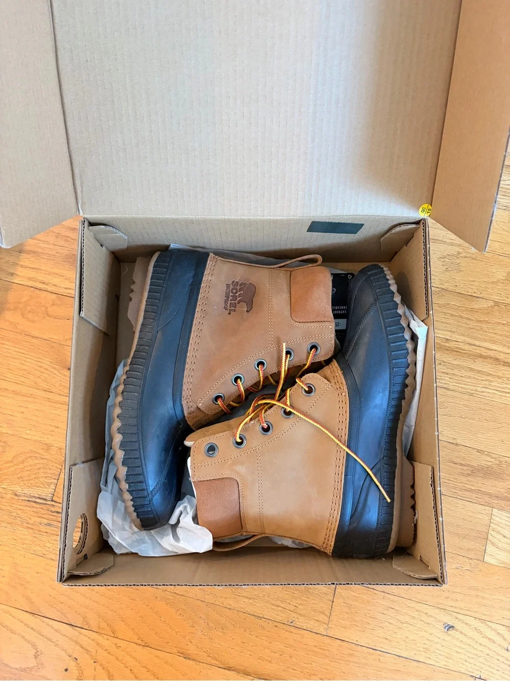 Sorel Men's Tan and Black Rugged Waterproof Lace-Up Boots